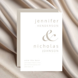 Elegant Beige Typografi Bröllop Spara Datumet