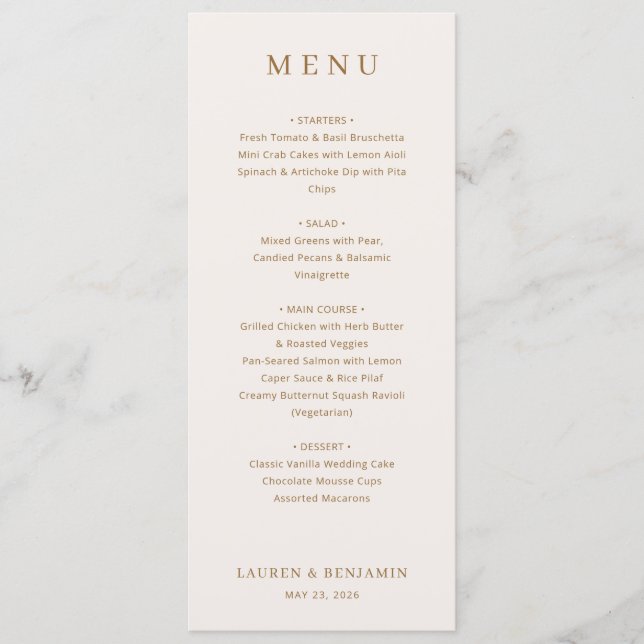 Elegant Beige Typografisk Meny (Framsida)