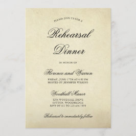 Elegant Beige Vintage Victorian Rehearsal Dinner Inbjudningar