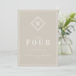 Elegant Beige/Vit minimalistiskt Bordsnummer-kort