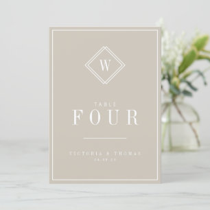 Elegant Beige/Vit minimalistiskt Bordsnummer-kort