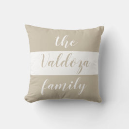 Elegant Beige Vita Ränder Familjenamn Kudde