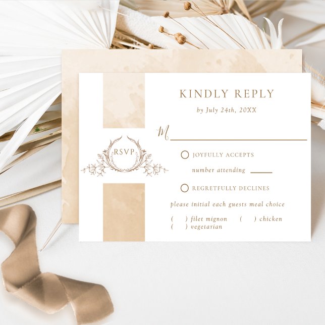 Elegant Beige Watercolor Bröllop Monogram OSA (Skapare uppladdad)
