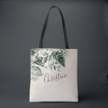 Elegant Beige Watercolor Greenery Brudens sida Tygkasse<br><div class="desc">Elegant Beige Watercolor Greenery Brudens sida Tote Bag</div>