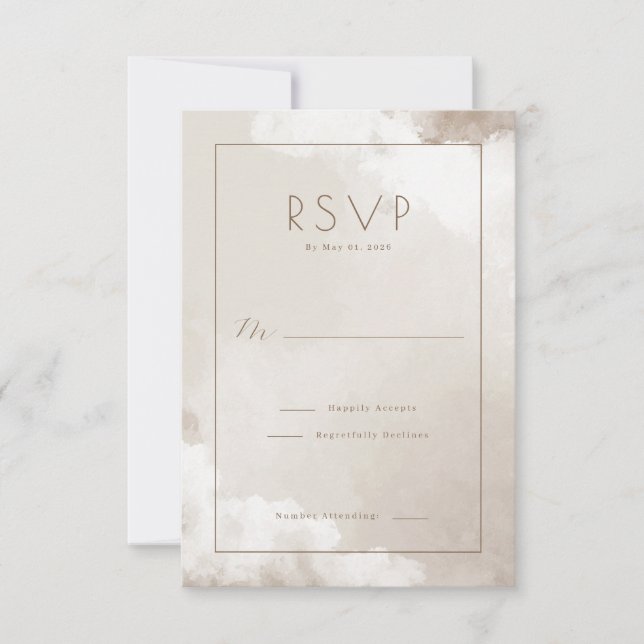 Elegant Beige Watercolor RSVP OSA Kort (Framsida)