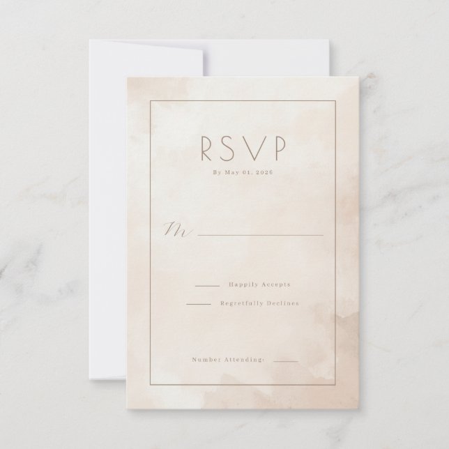 Elegant Beige Watercolor RSVP OSA Kort (Framsida)