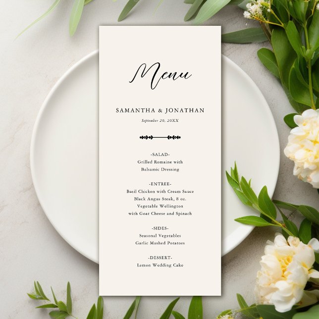 Elegant Beige Wedding Reception Menu Meny (Skapare uppladdad)