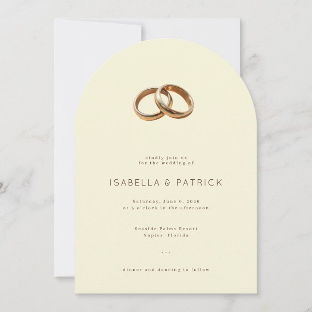 Elegant Beige Wedding Rings Inbjudningar (Framsida)
