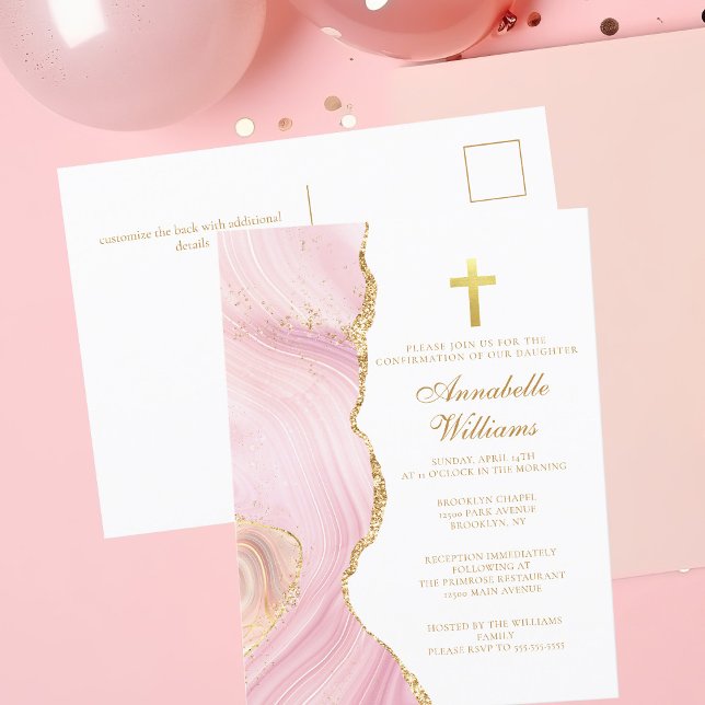 Elegant Bekräftelse av inbjudan till Kor Rosa Guld (Skapare uppladdad)