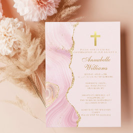 Elegant Bekräftelse av Kor Rosa Guld Agate Party Inbjudningar