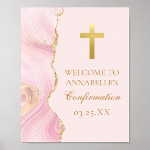 Elegant Bekräftelse av Kor Rosa Guld Agate Party Poster