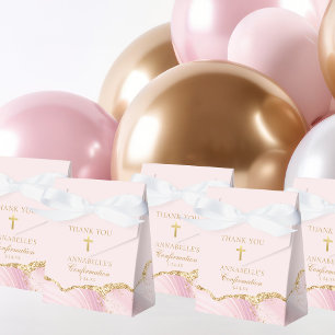 Elegant Bekräftelse av Kor Rosa Guld Agate Party Presentaskar