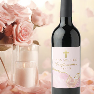 Elegant Bekräftelse av Party Rosa Guld Personlig Vinflaska Etikett