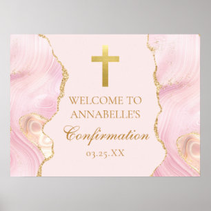 Elegant Bekräftelse Kor Rosa Guld Välkomsthälsning Poster