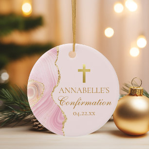 Elegant Bekräftelse Rosa Guld Anpassningsbar Keeps Julgransprydnad Keramik