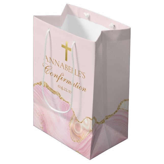 Elegant bekräftelsefest Rosa Guld Personlig (Framsidan Vinklad)