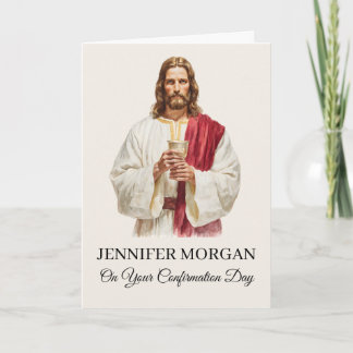 Elegant bekräftelsekort Jesus håller Eukaristin Kort