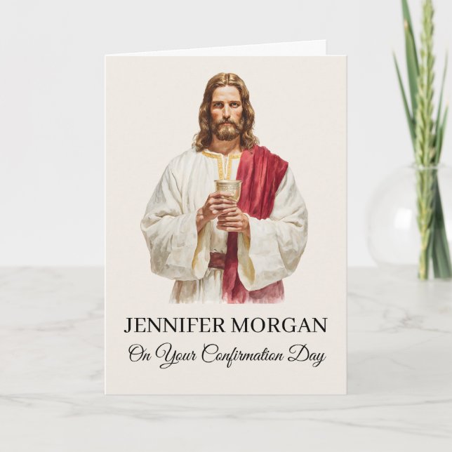 Elegant bekräftelsekort Jesus håller Eukaristin Kort (Framsida)