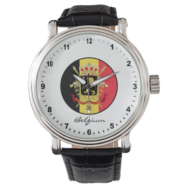 Elegant Belgium Watch & Belgium Flagga / Bryssel Armbandsur (Framsida)
