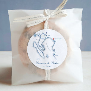 Elegant Bellingham Washington Karta Wedding Favor Runt Klistermärke