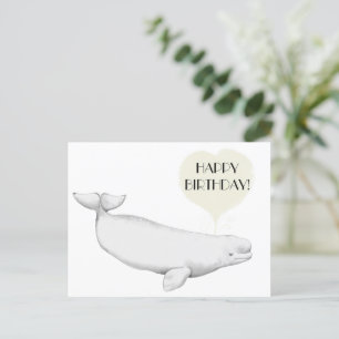 Elegant Beluga Whale Illustration Grattis på födel Vykort