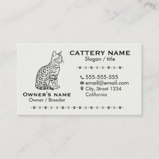 Elegant Bengal Cat Cattery Customizable  Visitkort