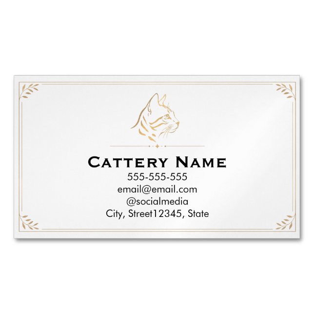 Elegant Bengal Katt Cattery Magnet Affärskort  (Framsida)