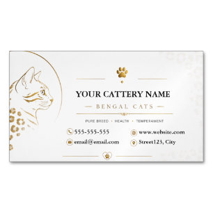 Elegant Bengal Katt Uppfödare Anpassad Magnetiska Visitkort