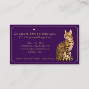 Elegant Bengal Katt Uppfödare Anpassningsbar Visitkort