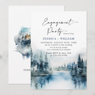 Elegant Berg Skog Bröllopsfest Inbjudningar