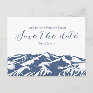 Elegant Bergbröllop Save the Date-kort Meddelande Vykort
