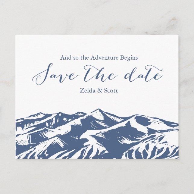 Elegant Bergbröllop Save the Date-kort Meddelande Vykort (Framsida)