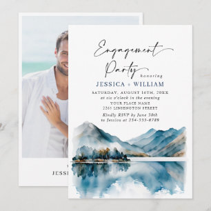Elegant bergs skogliga förlovningsfest Foto Inbjudningar