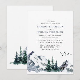 Elegant Bergsklipp Landskapsutsikt Bröllop Inbjudningar