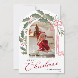 Elegant Berries Arch Photo Christmas Holiday Card Inbjudningar