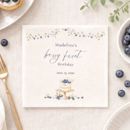 Elegant Berry Första Blåbär Födelsedagsfest Pappersservett