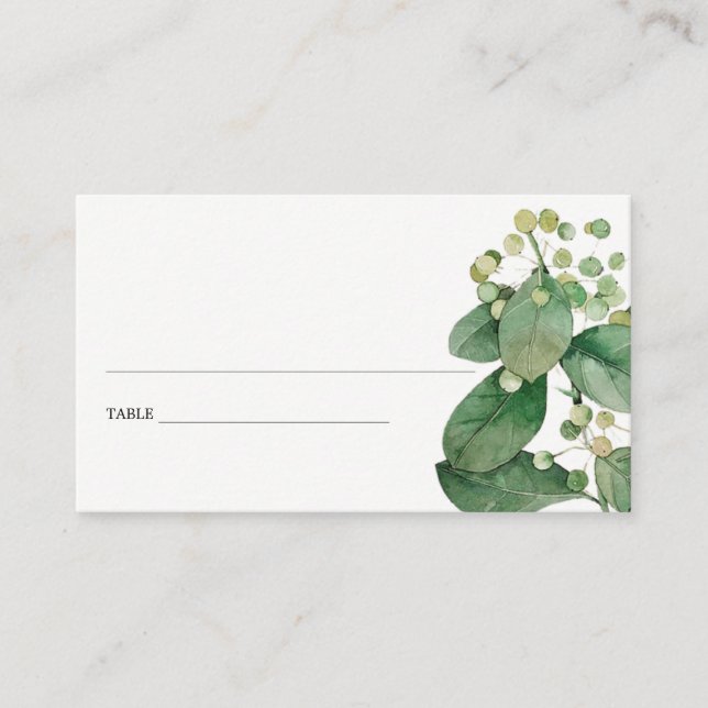 ELEGANT BERRY LEAFY FOLIAGE GREENERY PLACE CARDS VISITKORT (Framsida)