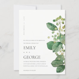 ELEGANT BERRY LÖV FOLIAGE GREENERY WEDDING INVITE TACK KORT