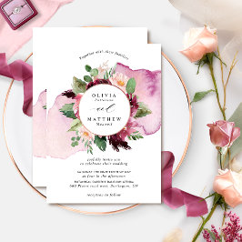 Elegant Berry  och Burgundy Blommigt Bröllop i Inbjudningar