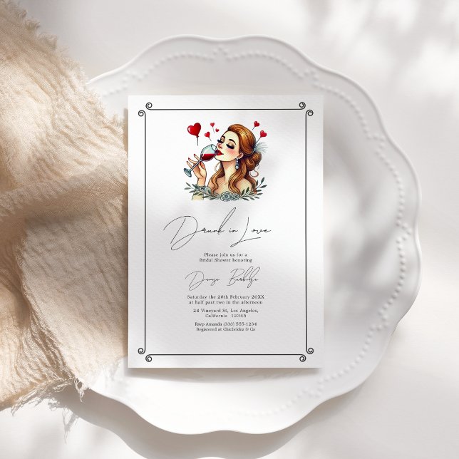 Elegant Berusad i Kärlek Bröllopsfest för Bruden Inbjudningar (Elegant Drunk in Love Bridal Shower Invitation)