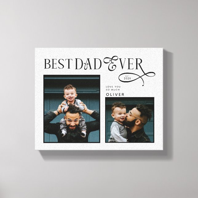 Elegant Best Dad Ever 2 Photos Fathers Day Gifts Canvastryck (Framsida)