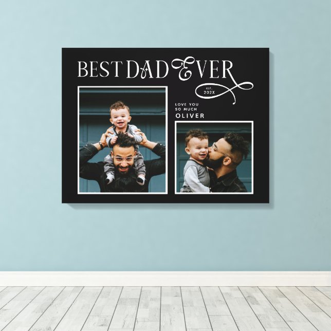 Elegant Best Dad Ever 2 Photos Fathers Day Gifts Canvastryck (Insitu (trägolv))