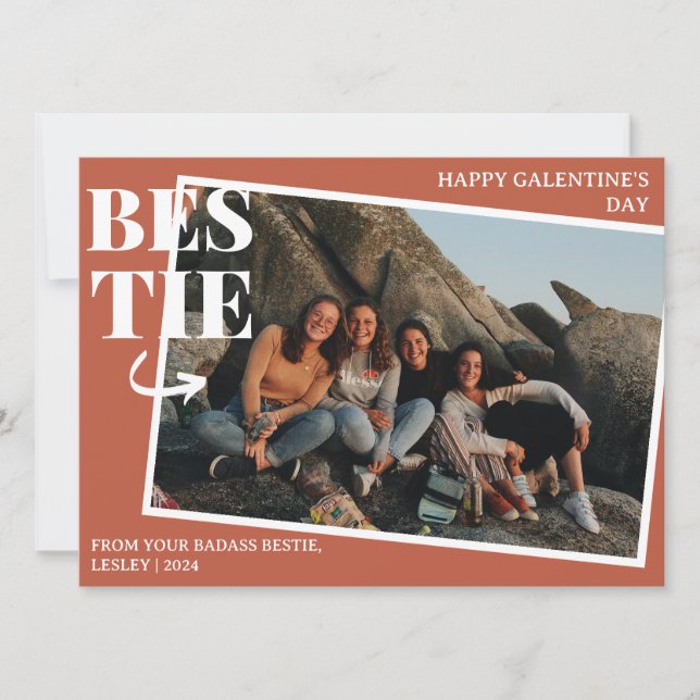 Elegant Best Friends Galentine's day Bestie-fotot Julkort (Framsida)