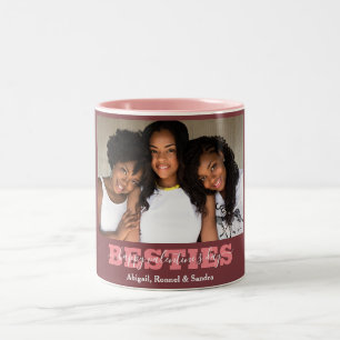Elegant Best Friends galentine's day Bestie-fotot Två-Tonad Mugg