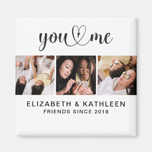 Elegant Best Friends Script Photo Collage Magnet (Framsidan)