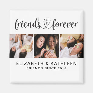 Elegant Best Friends Script Photo Collage Magnet