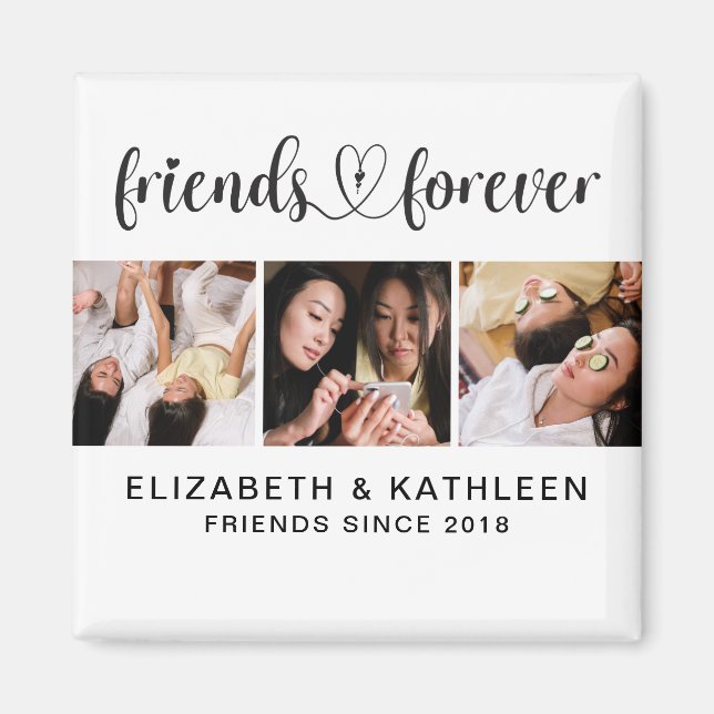 Elegant Best Friends Script Photo Collage Magnet (Framsidan)