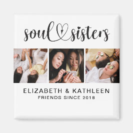 Elegant Best Friends Script Photo Collage Magnet