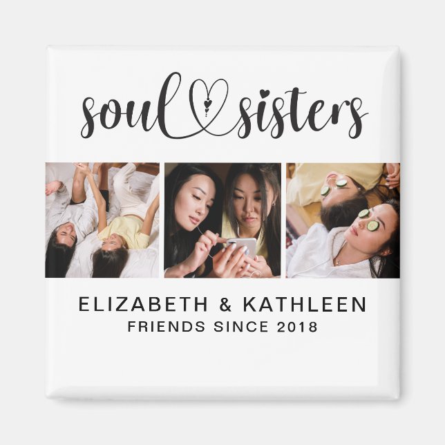 Elegant Best Friends Script Photo Collage Magnet (Framsidan)