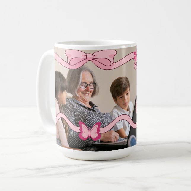 Elegant Best Grandma All Barnbarn Dusty Rosa Kaffemugg (Framsida vänster)